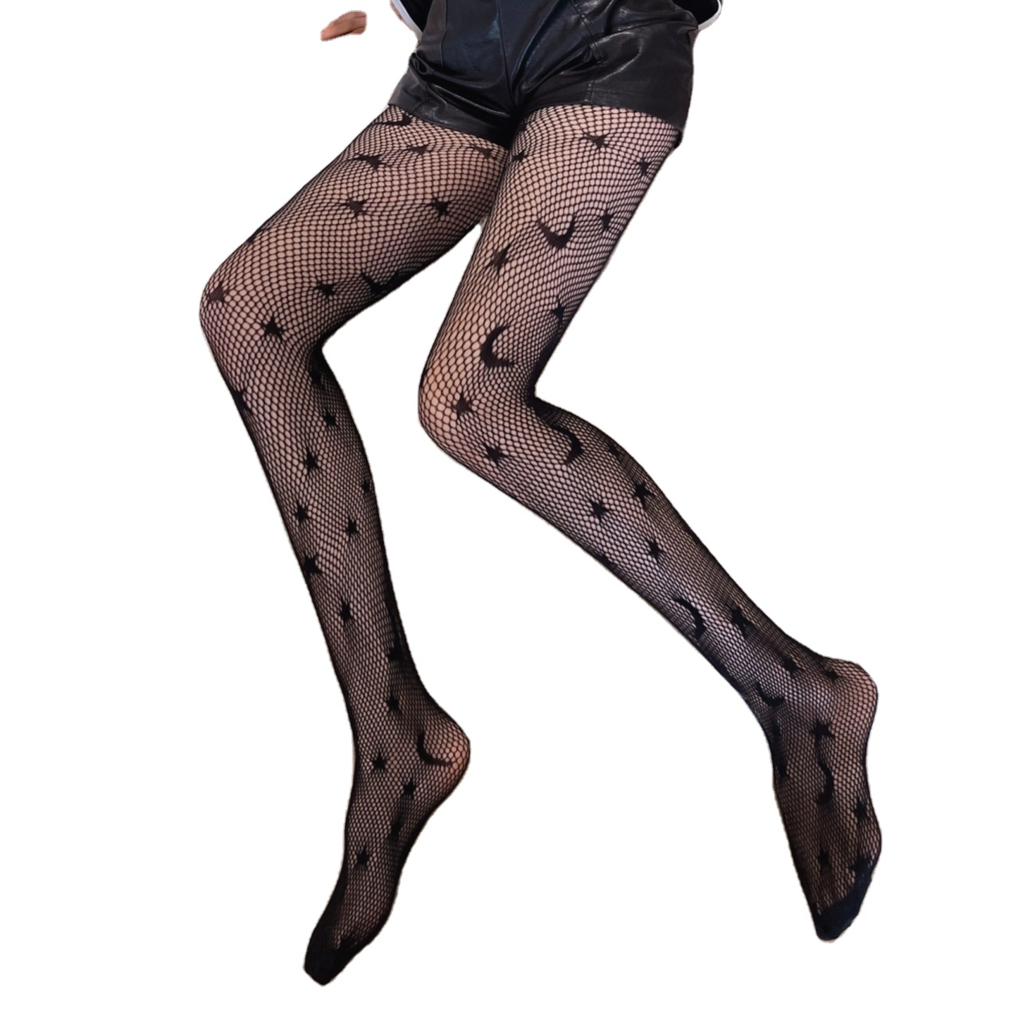 Medias de malla con encaje